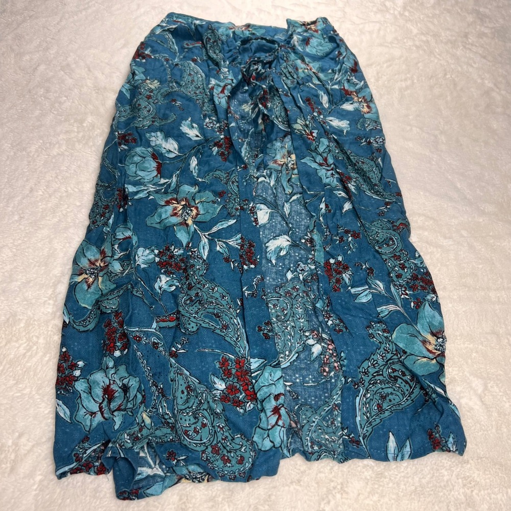 Band of Gypsies Womens Teal Floral Maxi Skirt Boho Festival Flowy Size Small NWT - Picture 1 of 10
